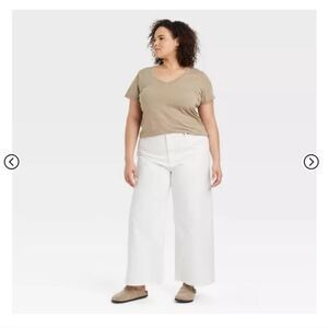 🆕⛵High-Rise Sailor Wide Leg Ankle Jeans, White - Sz 20